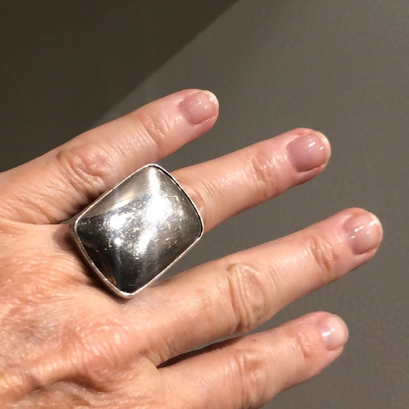 Solid silver heavy adjustable ring - Picture 2 of 3
